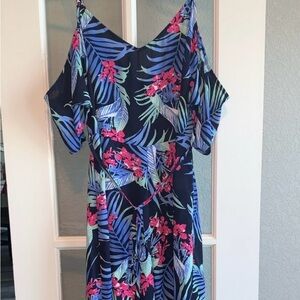 Tropical Cold Shoulder Dress